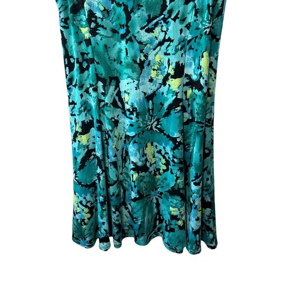 EasyWear by Chico's Blue & Green Patterned Sleeveless Shift Swing Dress Large 12 - Picture 3 of 5